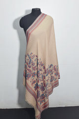 Beige Pashmina Woven Jacquard Shawl