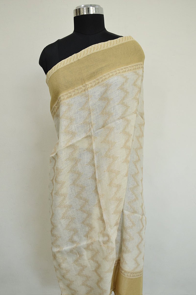 Beige Pashmina Woven Jacquard Shawl