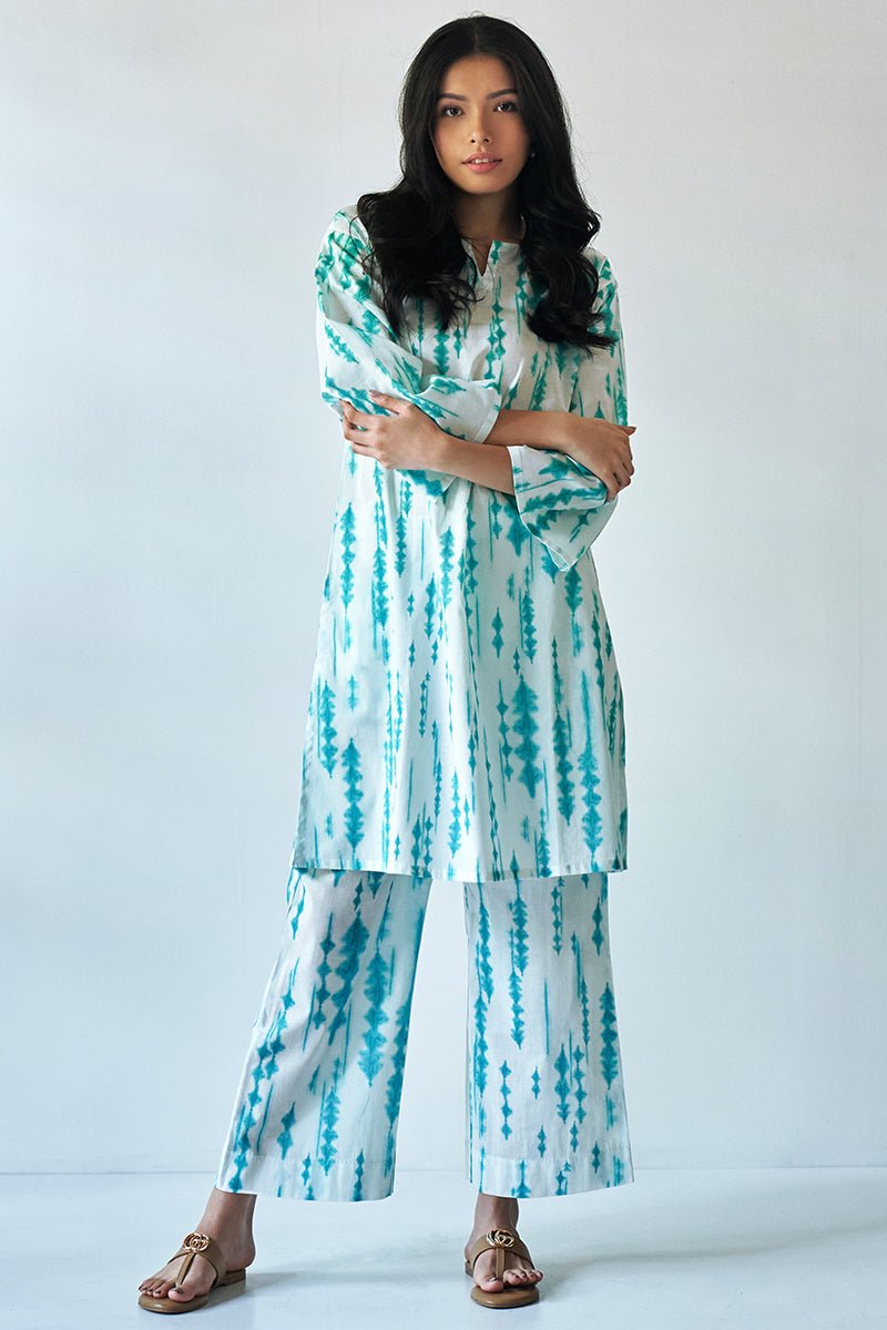 Fair Aqua Premium Cotton Tie Dye Printed Set - Ganga Fashions