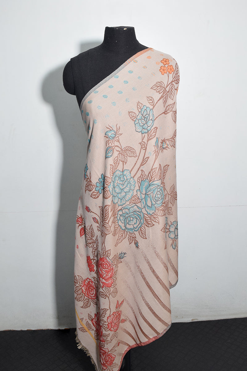 Pashmina Woven Jacquard Shawl Available In Black And Cream